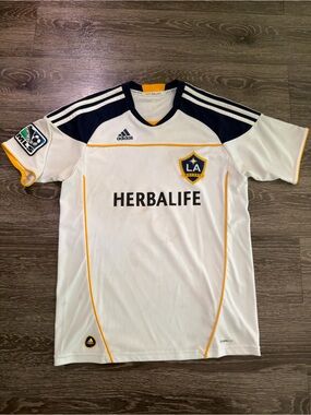 Women’s Adidas White, Yellow & Navy LA Galaxy Soccer Jersey